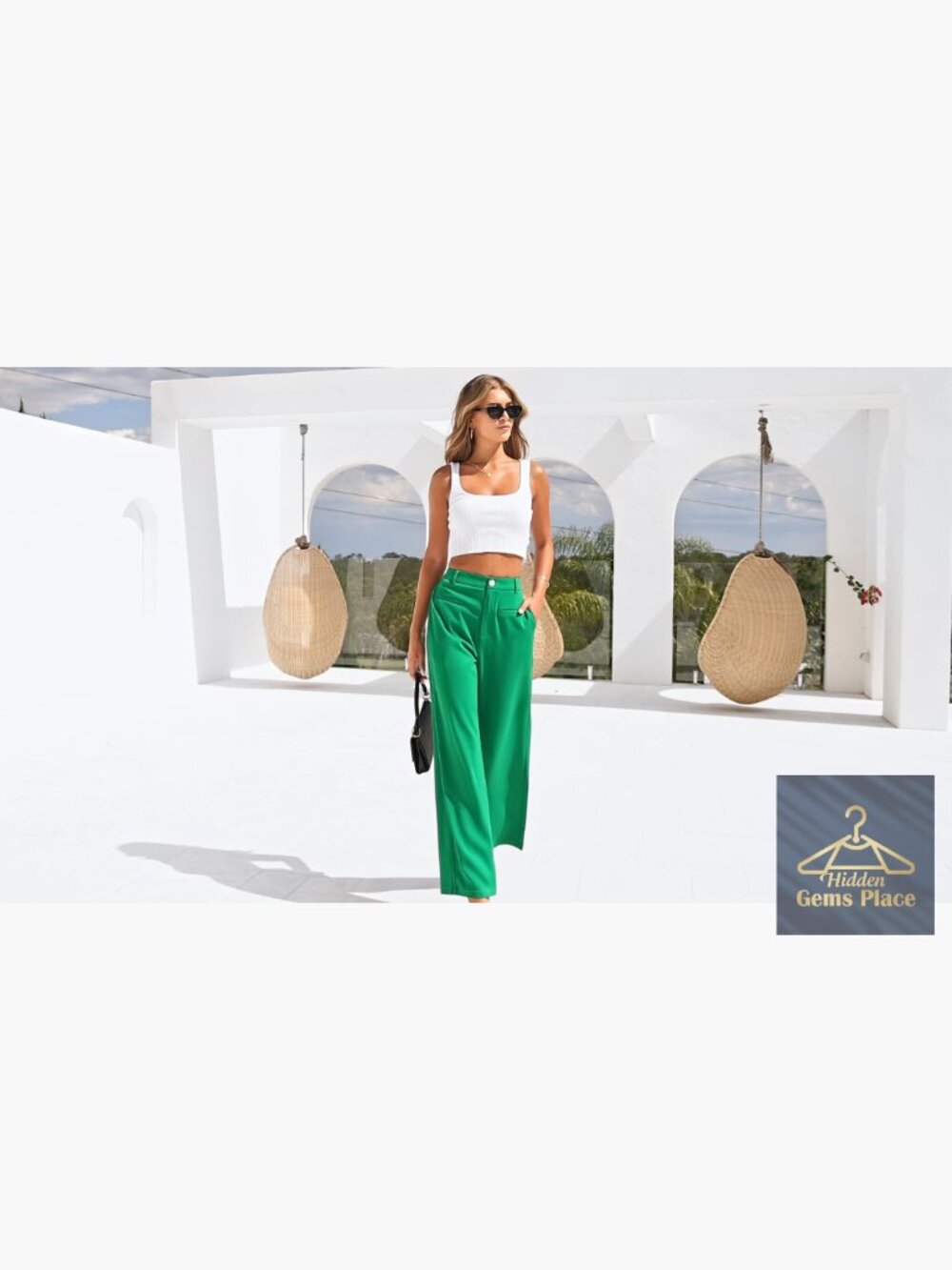 High Waisted Wide Leg Trousers Dressy Pants Pockets Business Casual Work Slacks - Picture 7 of 7